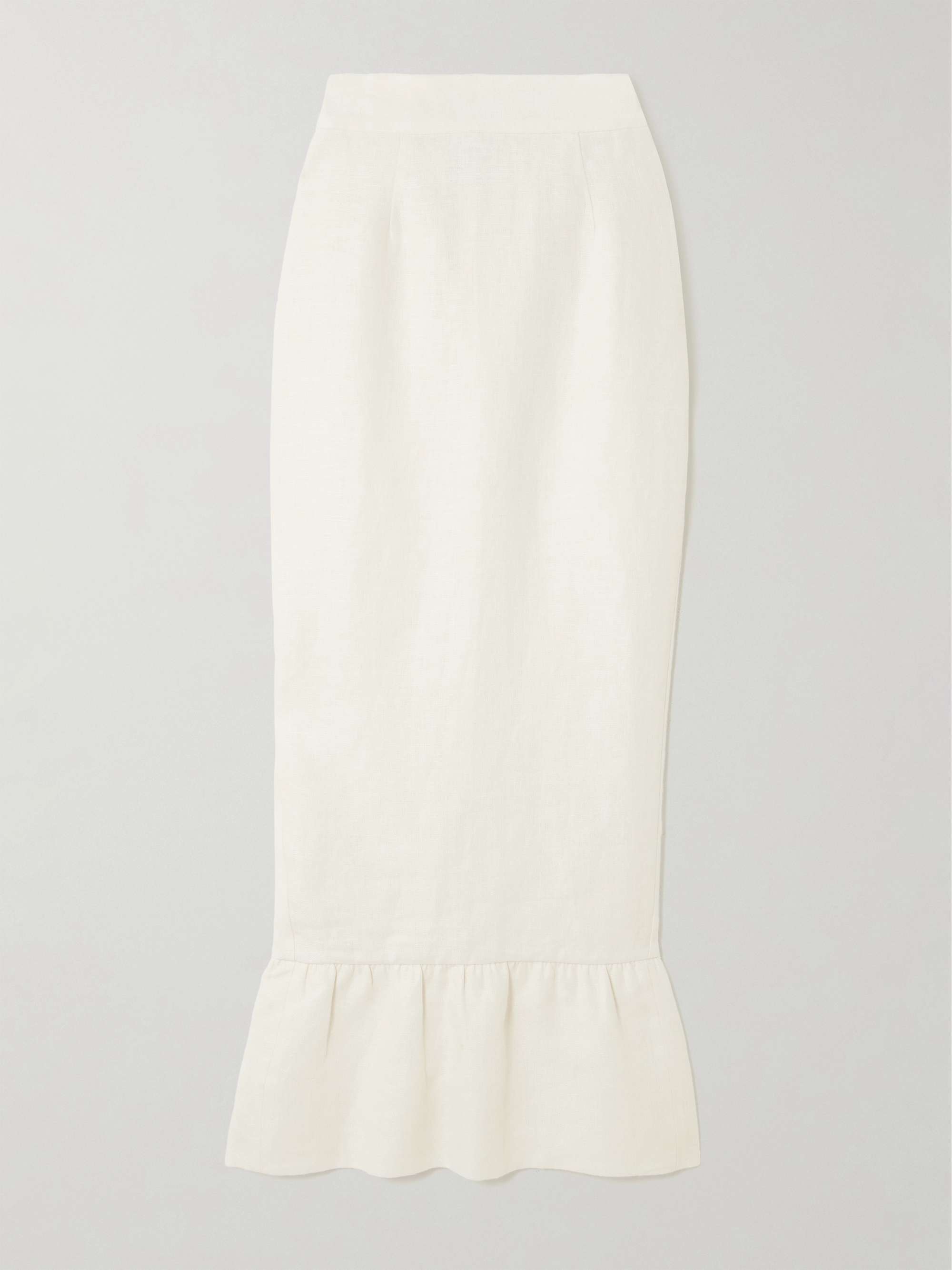 Matilda Ruffled Linen Midi Skirt