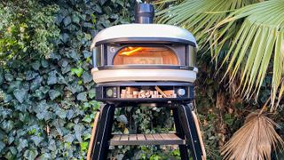 Gozney Dome pizza oven in backyard