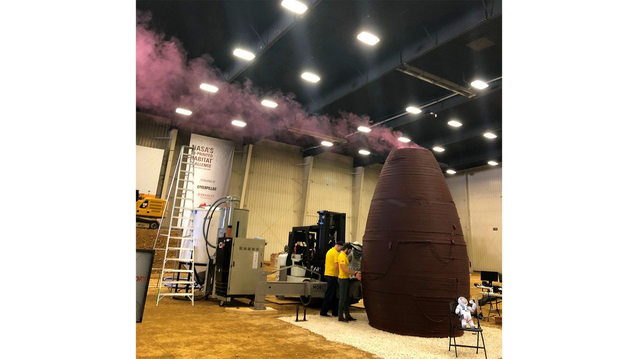 AI SpaceFactory's 3D printed structures went through a smoke test to check the habitat's ability to hold a seal.