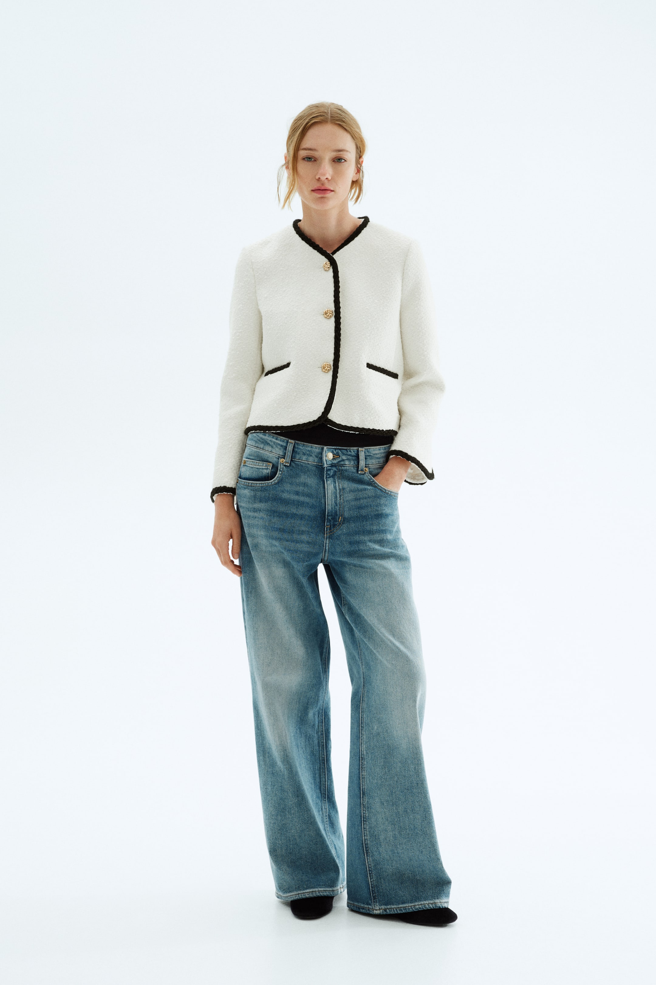 Boucl&amp;eacute; Jacket - Black/white Marl