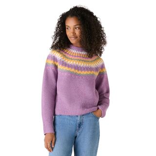 christmas gifts for her woman wearing lilac fair isle jumper