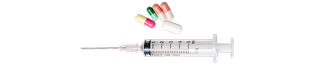 Syringe and pills