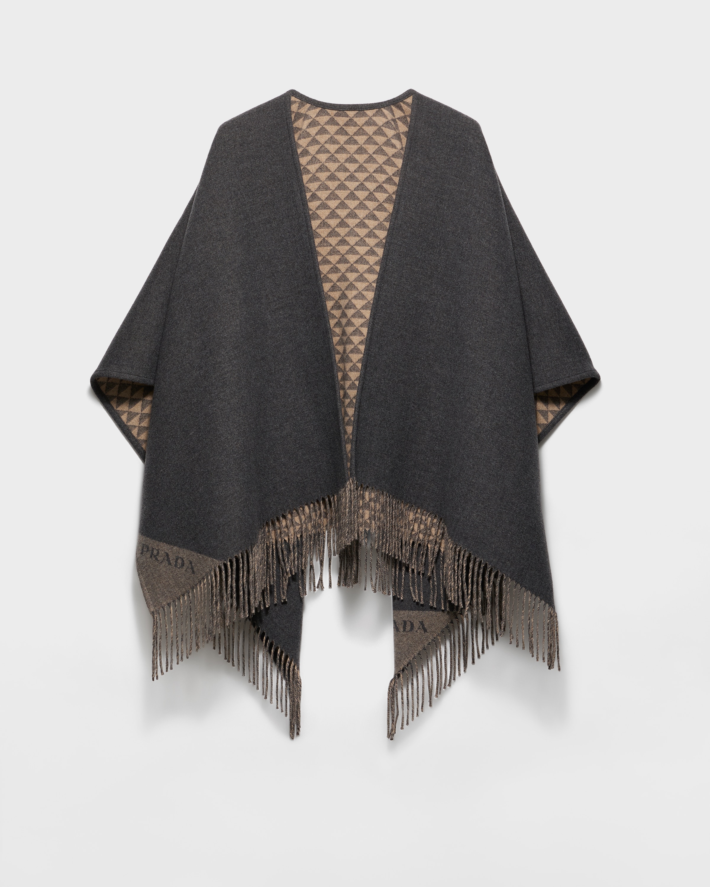 Reversible Wool and Cashmere Poncho
