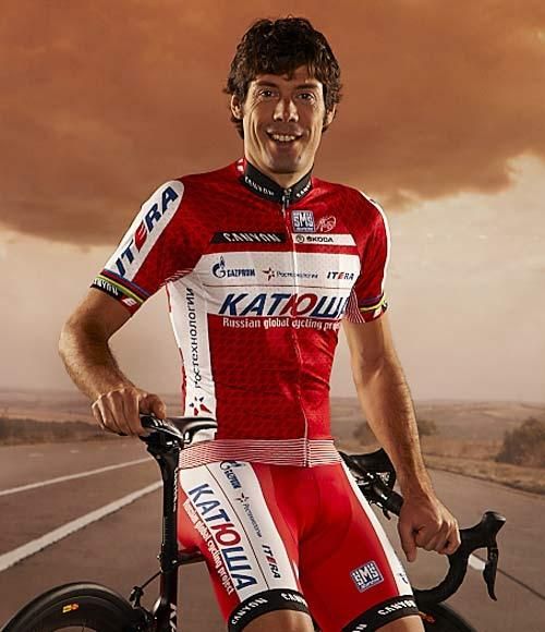 Spaniard Oscar Freire in the 2012 Katusha kit