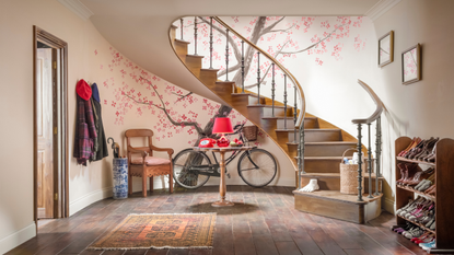 Paddington windsor garden home. Hallway with cherry blossom mural