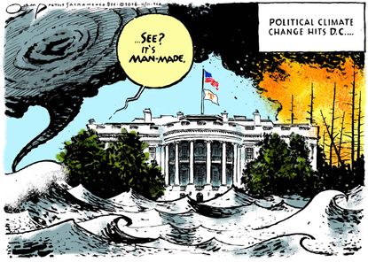 Political cartoon U.S. 2016 election Donald Trump win DC climate change