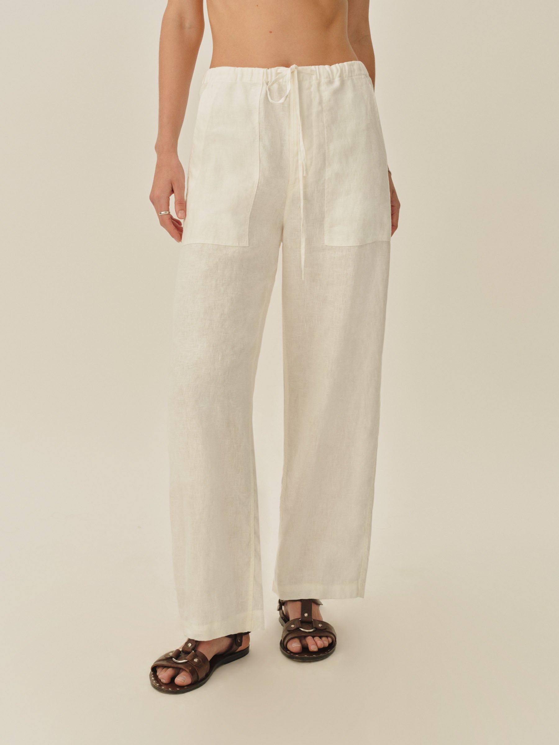 Natural Sea Breeze Linen Pull-On Pant