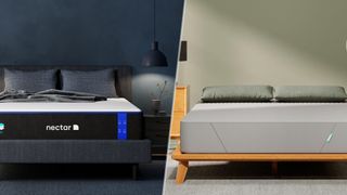 The Nectar Memory Foam mattress in a bedroom (left) vs the Siena memory foam mattress in a bedroom (right)