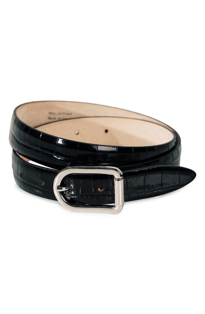 Mija Croc-Embossed Leather Belt
