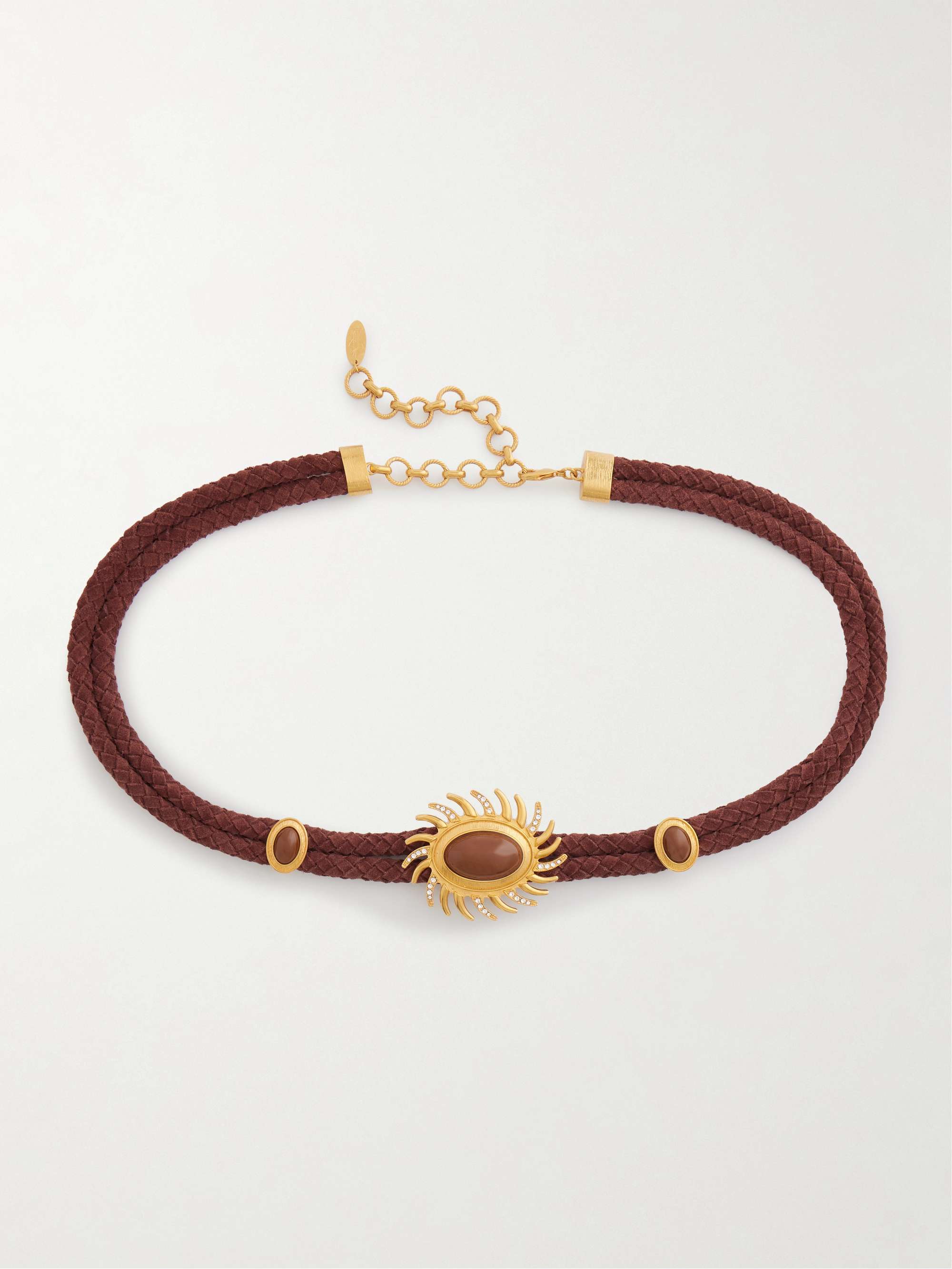 Sun Embellished Braided Suede Waist Belt