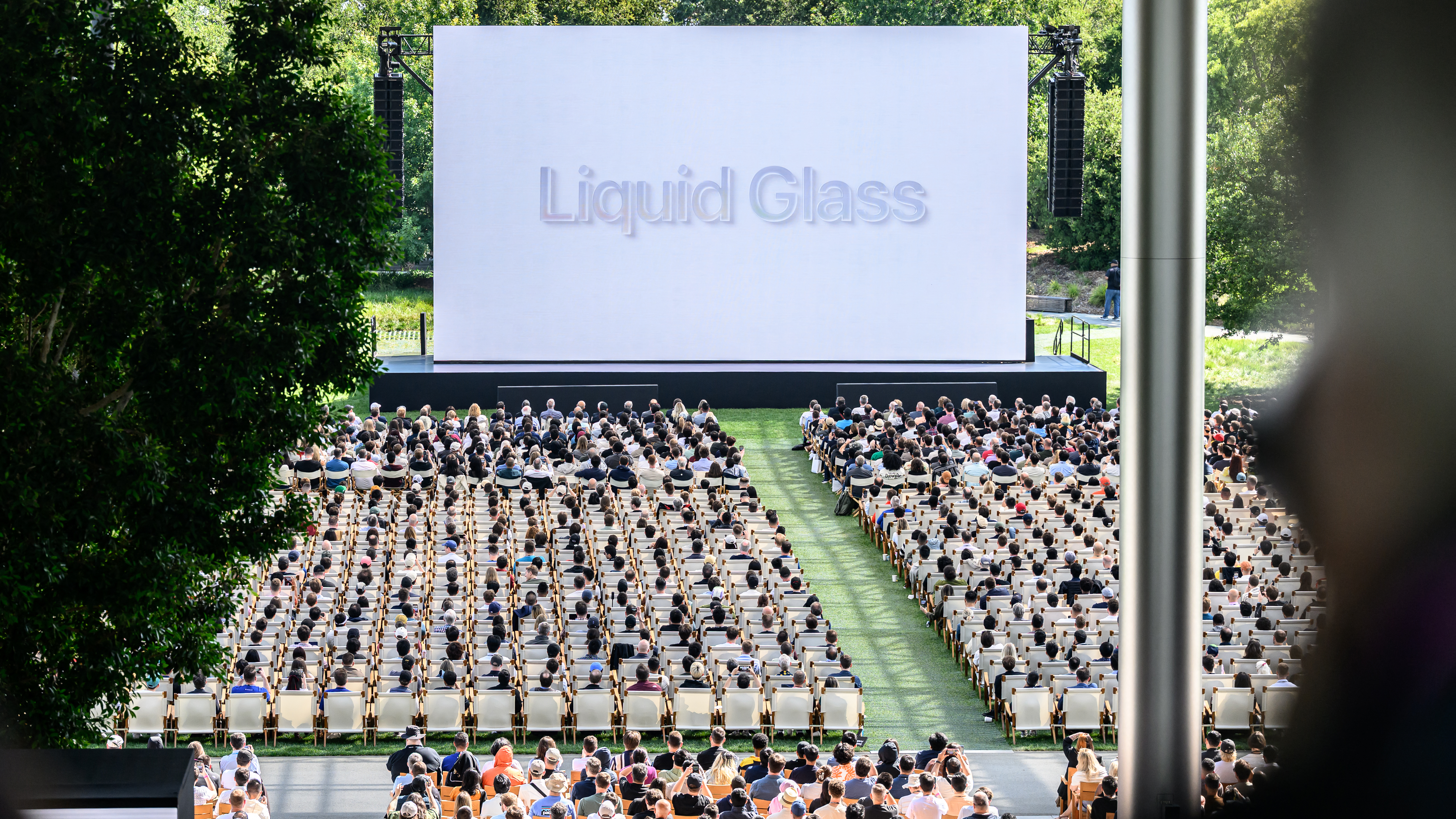 Liquid Glass being announced in front of a crowd at Apple's WWDC 2025