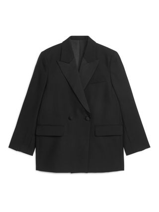 Oversized Wool Hopsack Blazer - Black - Arket Gb