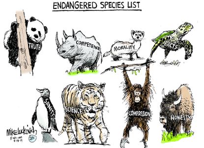 Political Cartoon Endangered Species List Morality Facts Science Compassion