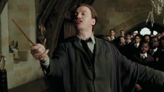 Professor Lupin casting a spell on a Boggart in 'Harry Potter and the Prisoner of Azkaban."