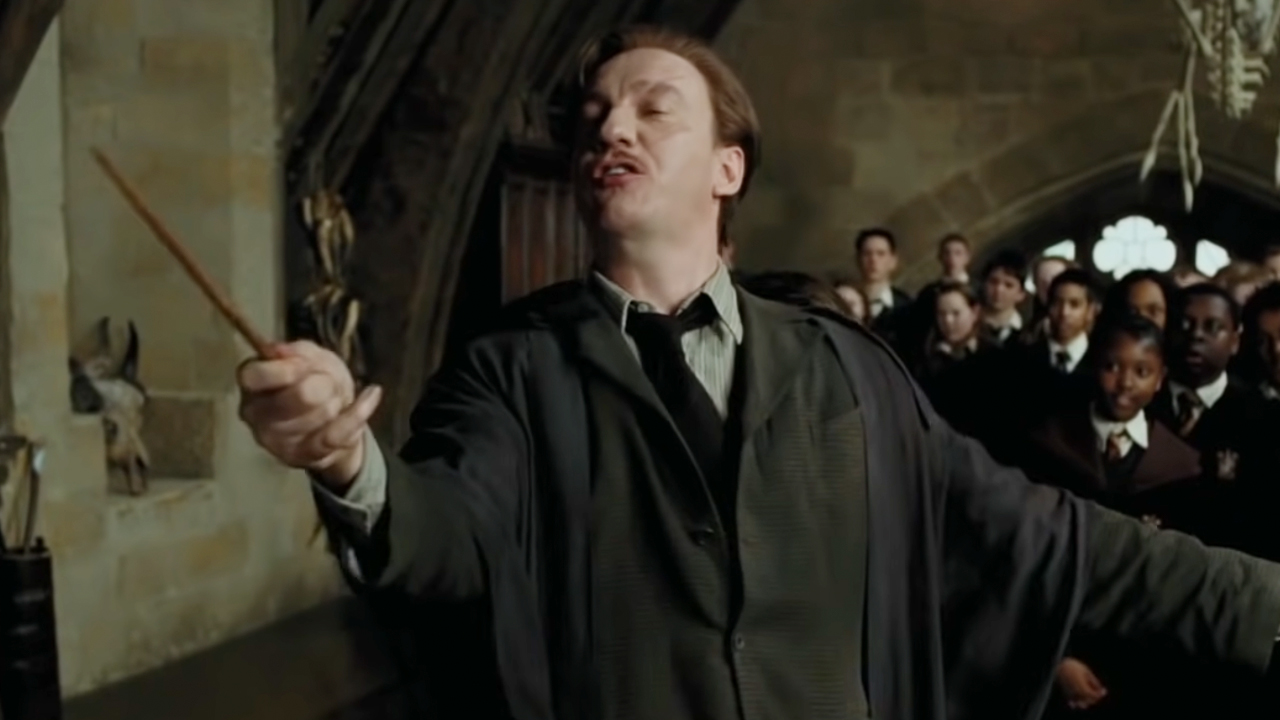 Professor Lupin casting a spell on a Boggart in 'Harry Potter and the Prisoner of Azkaban.