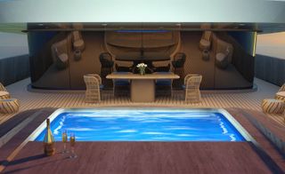 Superyacht Pininfarina Ottantacinque’s swimming pool deck