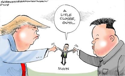 Political Cartoon U.S. Trump Korea Summit Kim Jong Un Moon Jae In