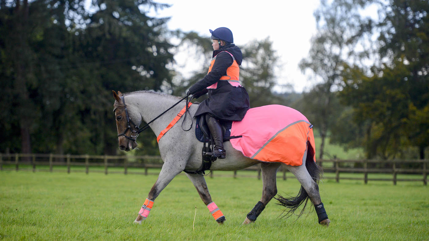 Horse rider in high vis equipment