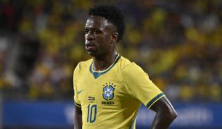 Brazil forward Vinicius Junior in action against Croatia