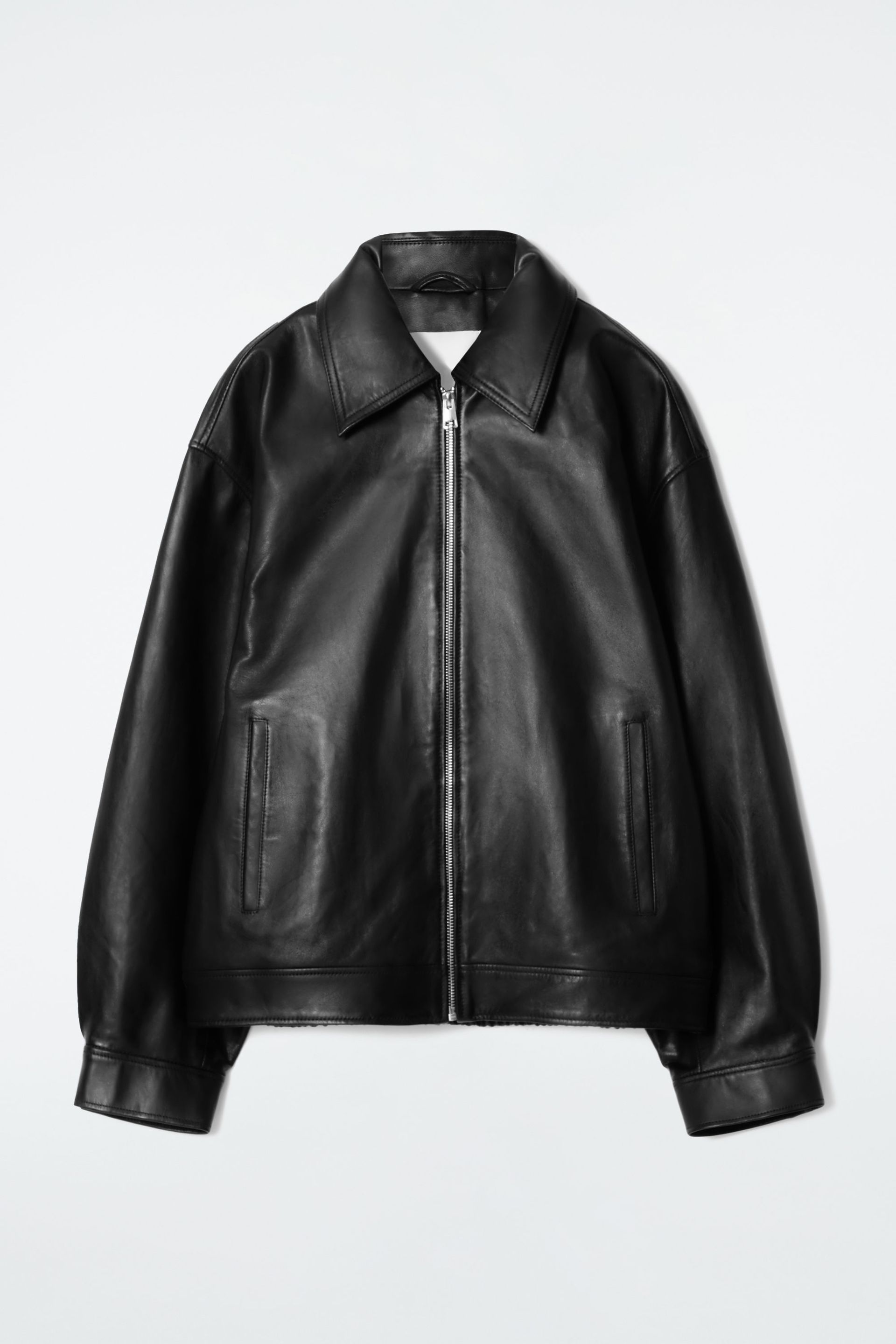 Oversized Collared Leather Jacket