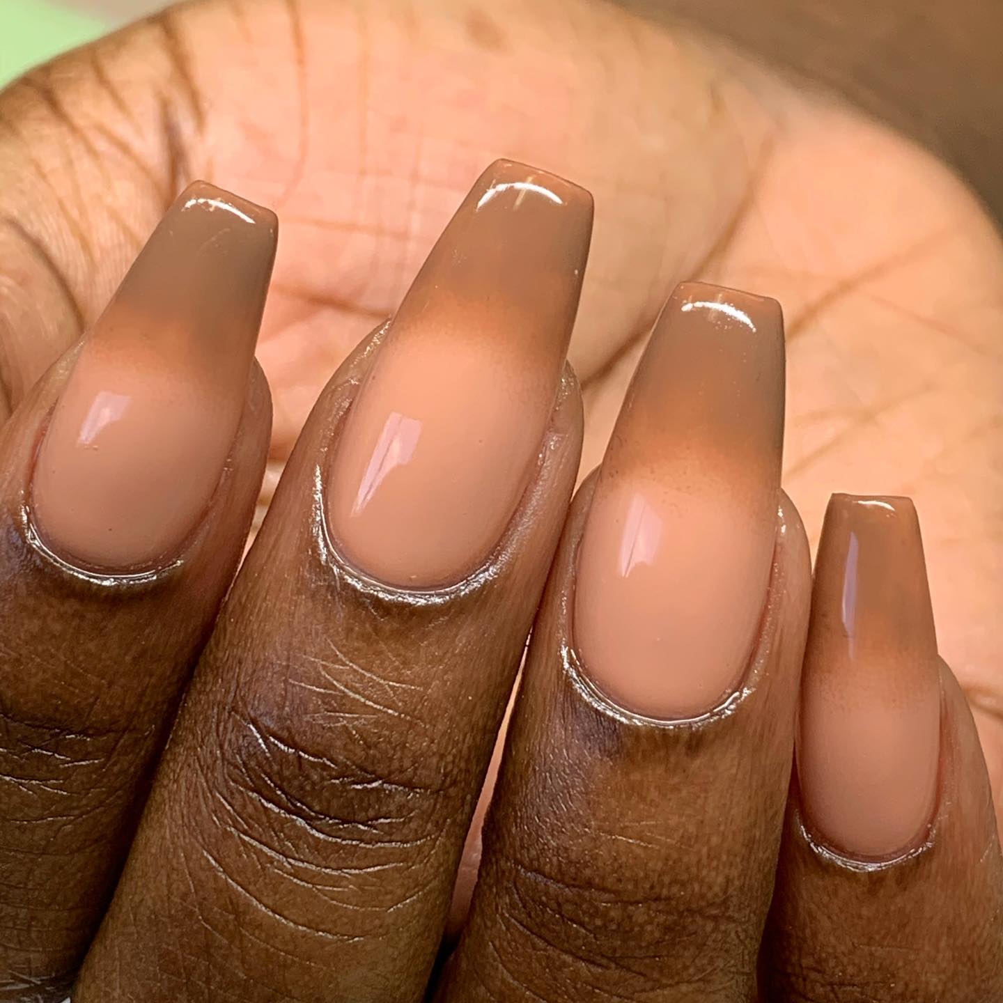 French ombre nails with brown tips