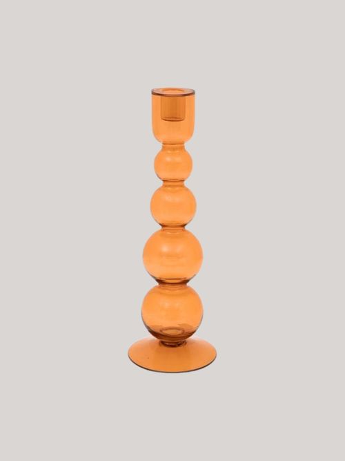 Lucia Glass Taper Candlestick in Amber