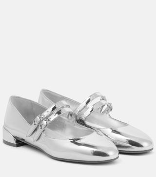 Christian Louboutin, Sweet Jane metallic leather Mary Jane flats