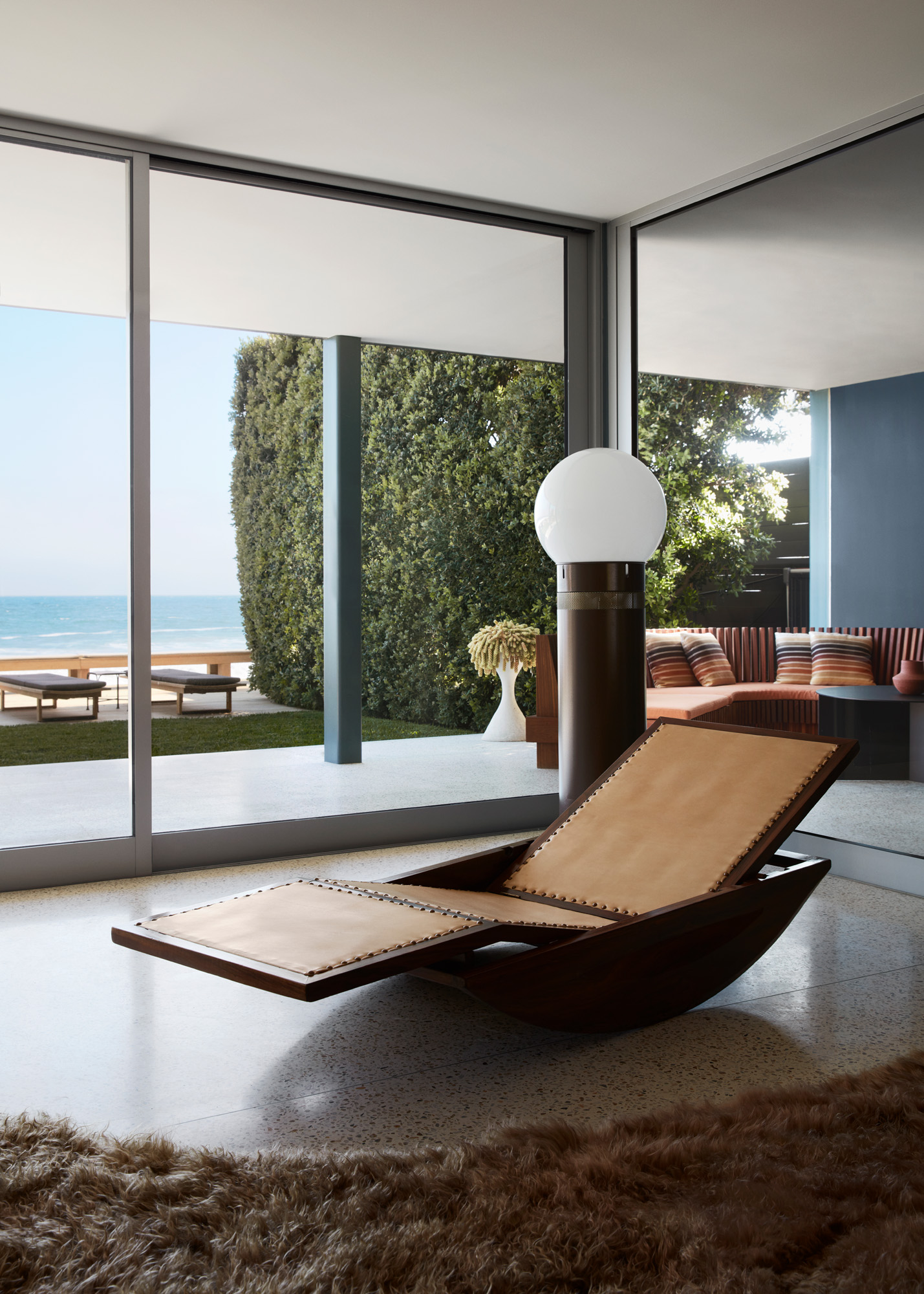 colourful interiors at Malibu beach house by Studio Shamshiri