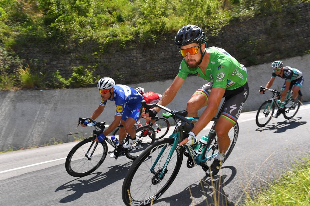 Peter Sagan takes a corner during stage 14 at the Tour de France