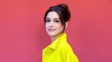 anne hatahway on a red background