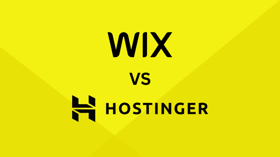 wix and hostinger logo in black against yellow background 