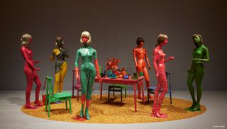 Installation view of Self-Obliteration (1966–1974) at 'Yayoi Kusama: 1945 to Now', 2022