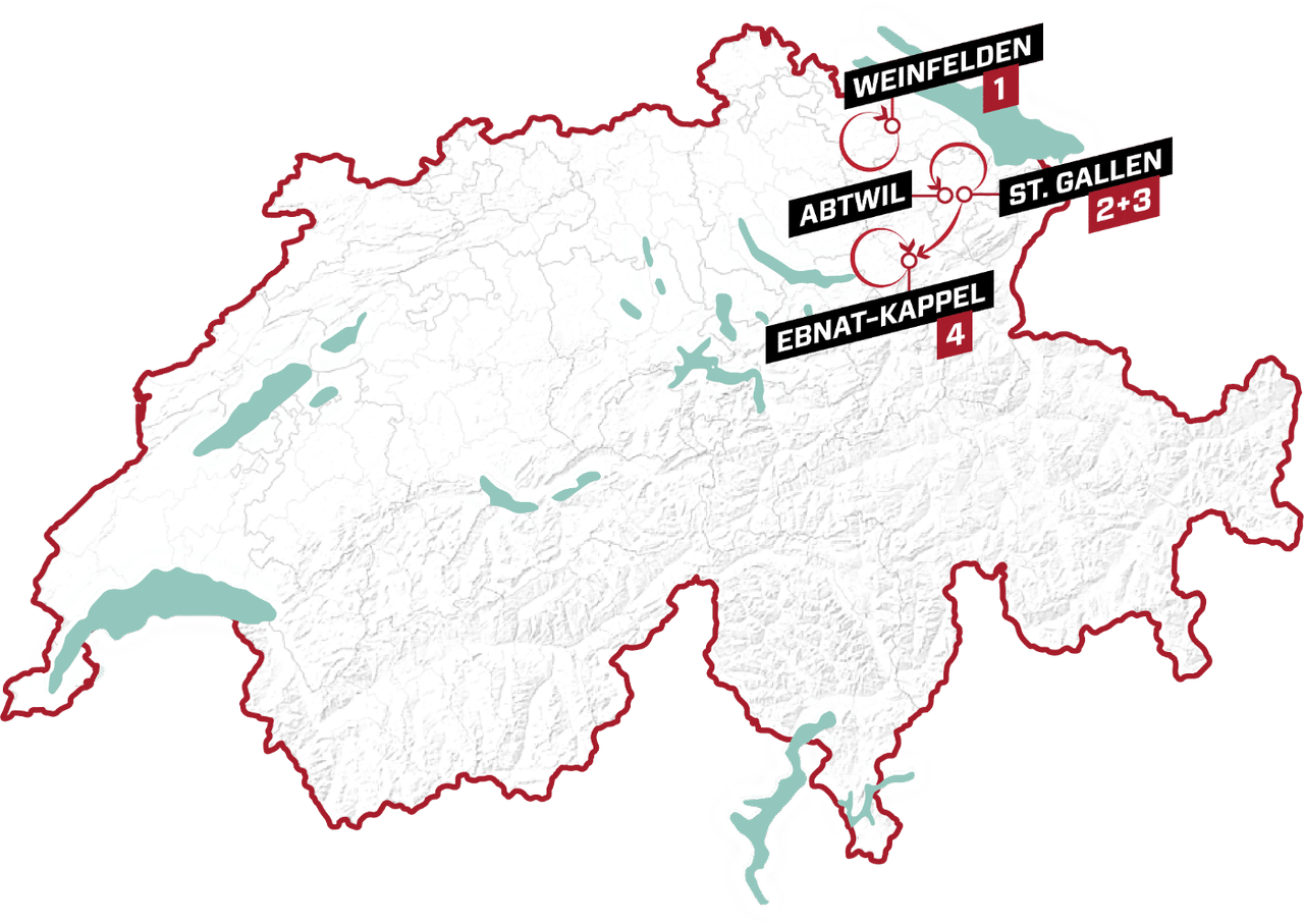 Overall route map for 2023 Tour de Suisse Women