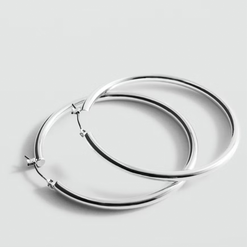 Mango silver hoop earrings