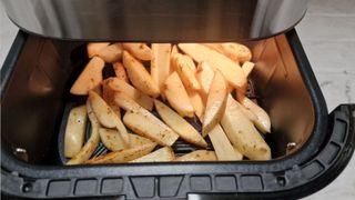 Uncooked fries in the Instant Plus air fryer