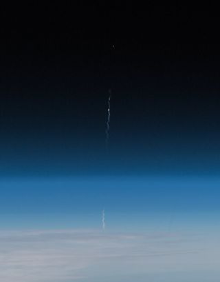 European Space Agency astronaut Alexander Gerst photographed the space station's view of a failed crew launch on Oct. 11, 2018.