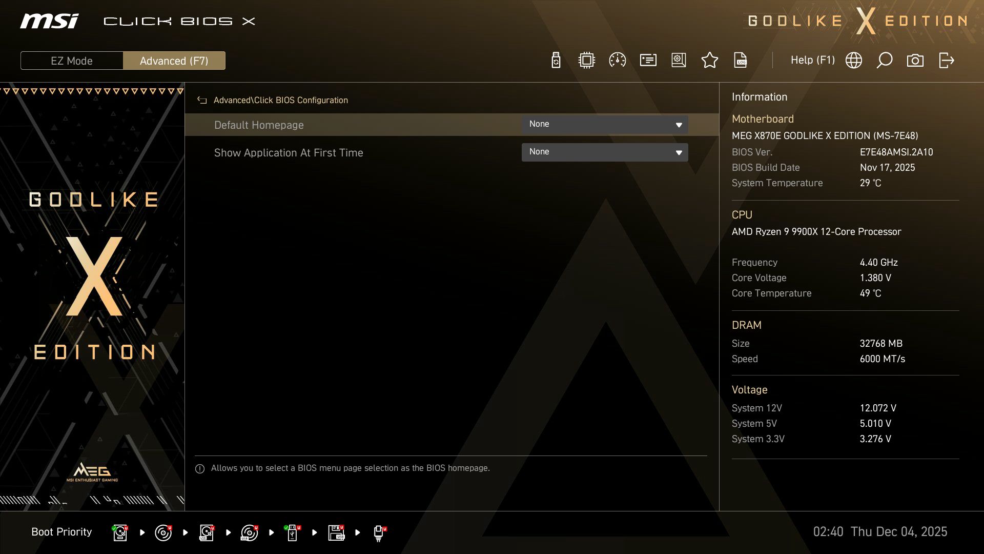 MSI X870E Godlike X - BIOS