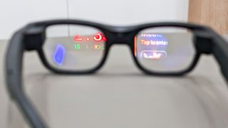 RayNeo X2 Lite glasses close up look through display at interface