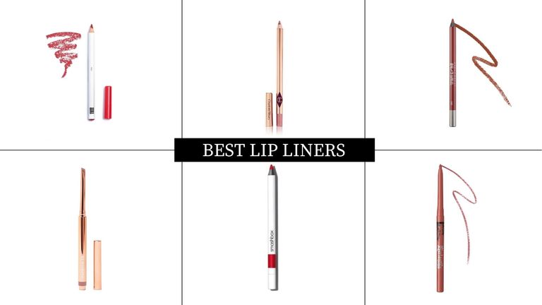 best lip liners collage of Charlotte Tilbury, Smashbox, and other brands