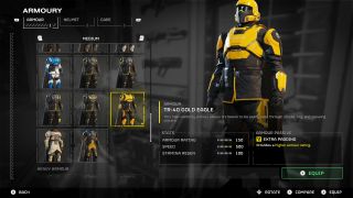 Helldivers 2 Gold Eagle armor set