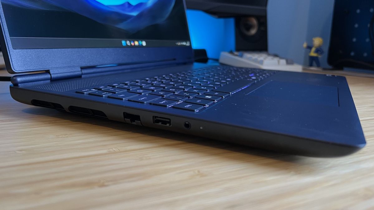Left side of Alienware 16X Aurora 2026 showing laptop thickness and ports