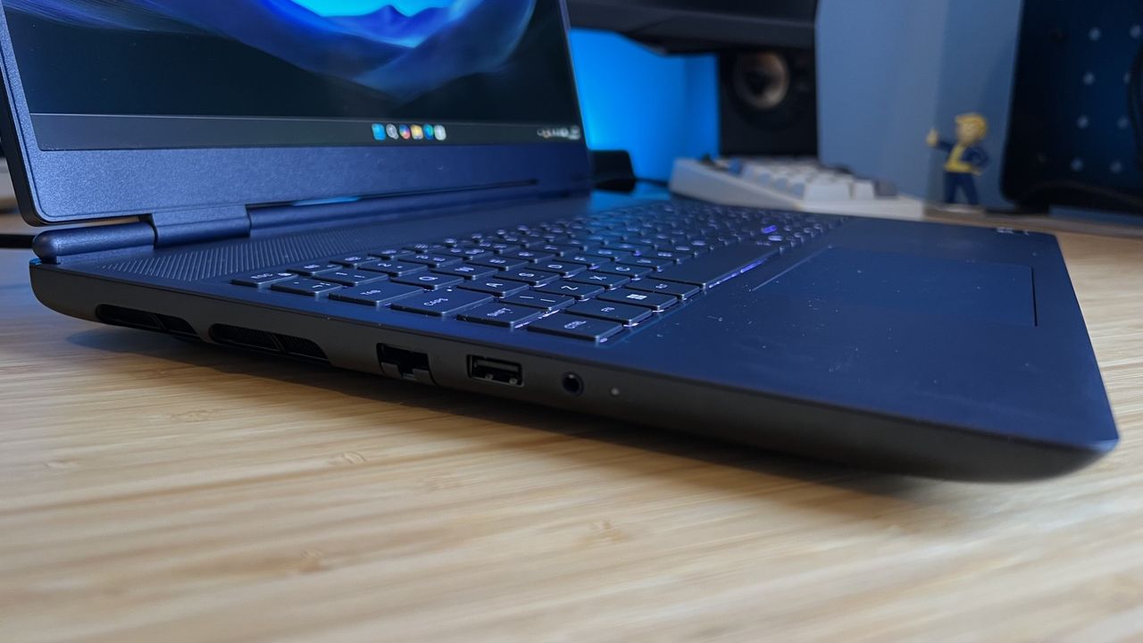 Left side of Alienware 16X Aurora 2026 showing laptop thickness and ports