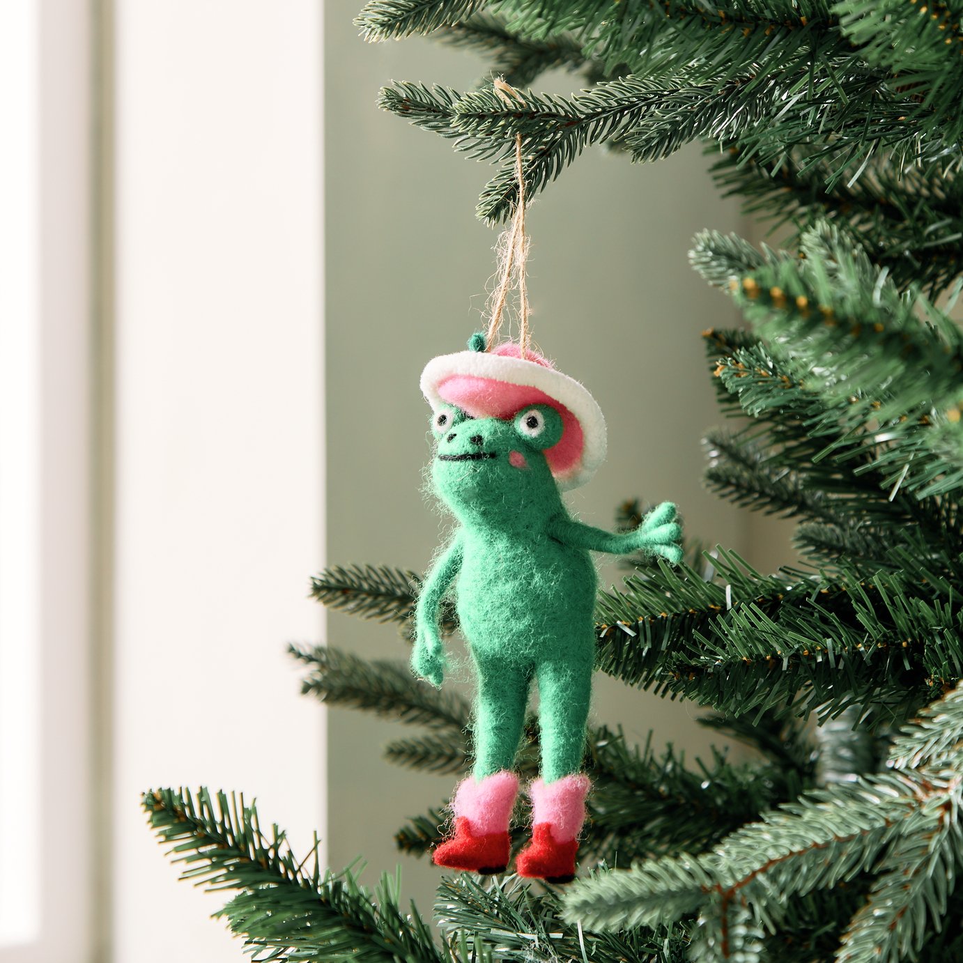 Habitat Single Cowgirl Frog Christmas Hanging Decoration