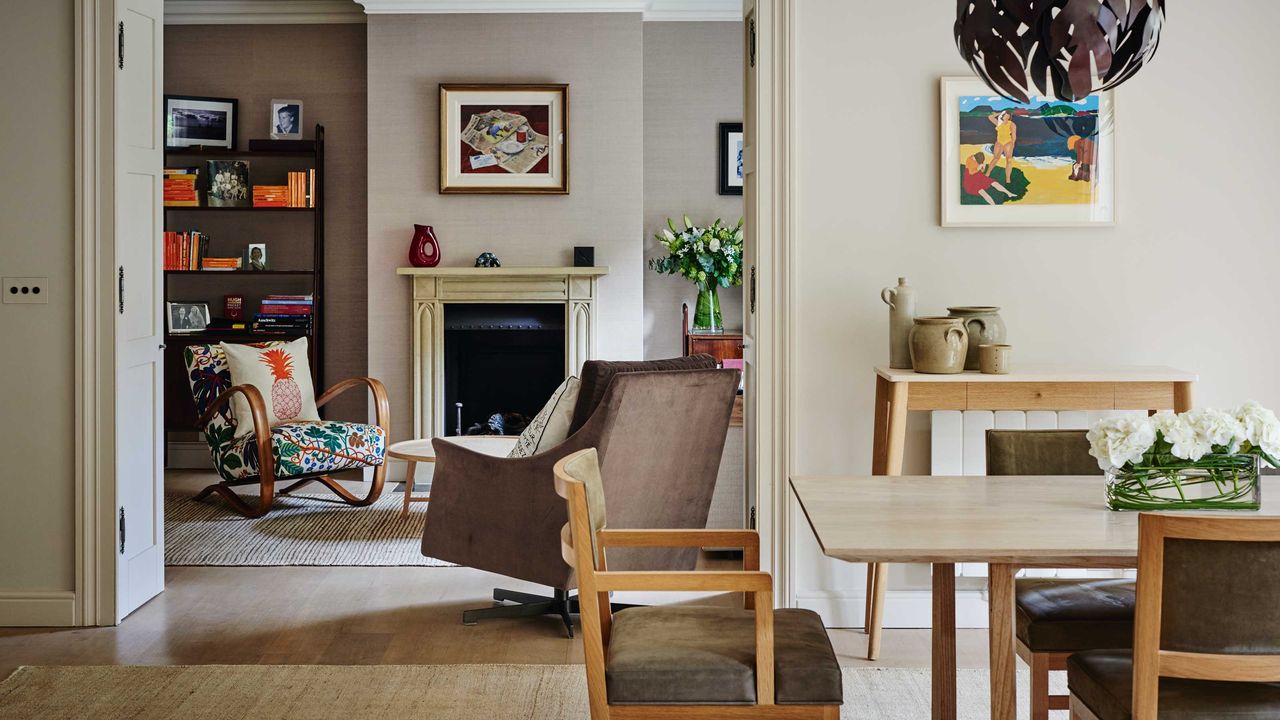 living room with fireplace and seating 