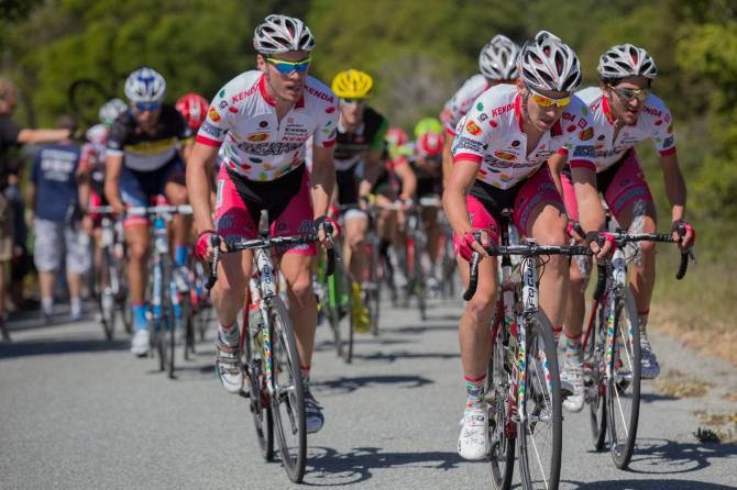 The Jelly Belly squad takes over on the second-to-last lap to set up Alex Hagman.