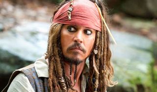 Johnny Depp staring intently in Pirates Of The Caribbean.