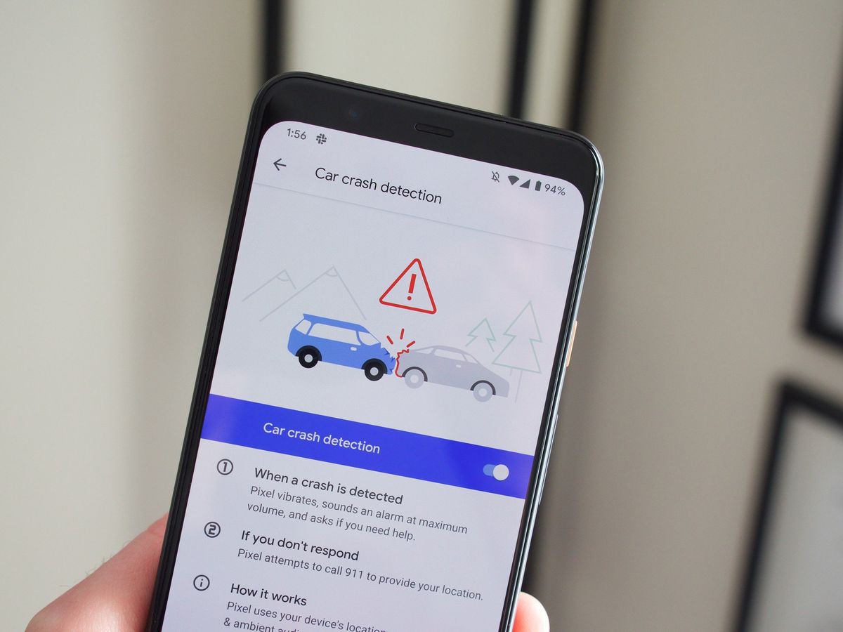 Car crash detection on the Pixel 4 XL