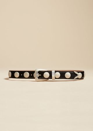 Black leather Benny belt with silver studs