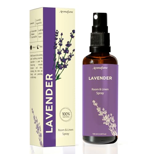 Lavender Linen & Pillow Spray by Aromafume | 100ml/3.38 Fl Oz | With Pure Lavender Essential Oil | Aromatherapy Spray for Relaxation, Sleep & Stress Relief