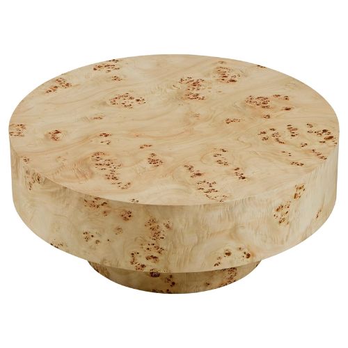 Round Coffee Table with Burl Wood